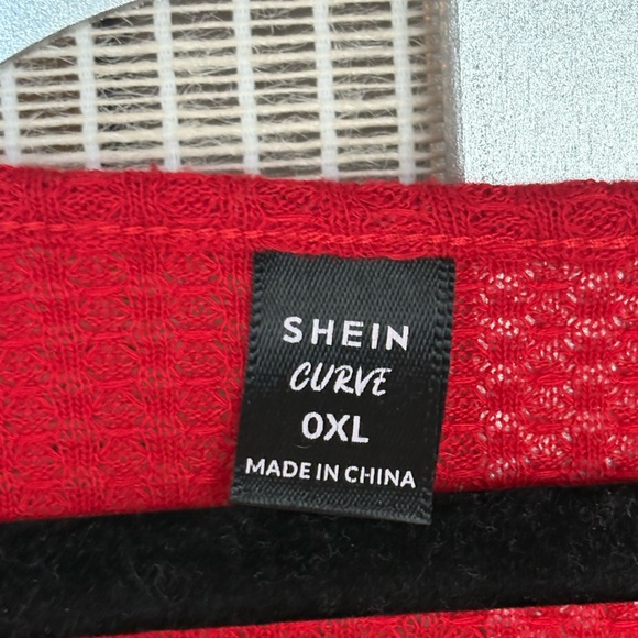 SHEIN Red Wrap Blouse with Ruffled Long Sleeves - Picture 2 of 5